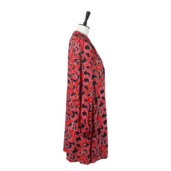 Boden New Dress Shift Tie Neck Long Sleeves Red Blue Paisley Women’s Size 10 - Picture 5 of 15